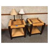 Matching pair of end tables with (2) lamps