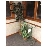Artificial trees & metal display rack