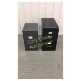 (2) 2 Drawer Metal File Cabinet Gray Cabinet Has