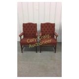 Matching Pr. Arm Chairs Trimmed Out With Brass