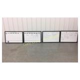 4 Dry Erase Boards Black Frame 24"x36"