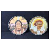 2 Round Metal Indian Serving Trays