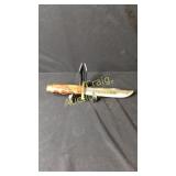 7 5/8” Knife With Wood Handle Brass Knife Guard