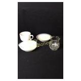 Large White Coffee Cup, White Bowl With Blue &