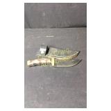 4 5/8" Knife With Brass Guard and End, With