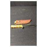 5 1/2" Knife with Wood Handle Leather Sheath