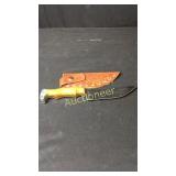 5 7/8" Knife Wood Handle Leather Sheath