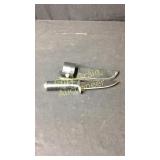 4 1/4" Knife With Black Wood Handle, Leather