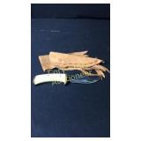 4 3/4" Knife With Antler Handle With Leather