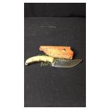 5" Knife Wood Handle Leather Sheath