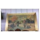 Vintage Gold Foil Lake Picture 46"x30"