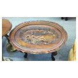 Oval Table with Carving Of Religious With Glass