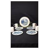 Currier & Ives Cake & Coffee Set