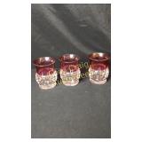 3- 7 Oz Flat Tumbler King Crown Ruby Flash