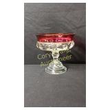7 1/4” Round Compote King Crown Ruby Flash