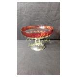10” Round Compote King Crown Ruby Flash