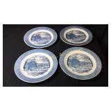 Currier & Ives Blue Meat Platters 12" round