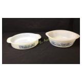 2 10” Currier & Ives Glasbake Dishes