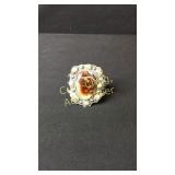 Bracelet Fire Opal & 8 Gold Nuggets Signed E