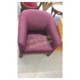 Purple Arm Chair Cat Claw Marks