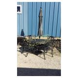 Wrought Iron Round Patio Table w/ Umbrella