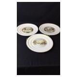3 Currier & Ives Cake Plates