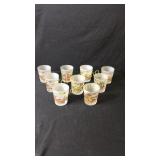 Currier & Ives 9 Small Frosted Juice Glasses