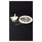 Currier & Ives Gravy Bowl With Ladle, Clock