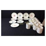 Currie & Ives 15 Saucers 15 White Coffee Cups