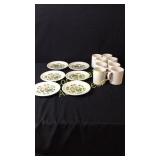 Currie & Ives 6 Saucers 8 White Coffee Cups