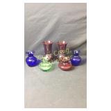 3 Red. Vases, 2 Blue 1 Green