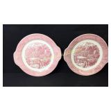2 Chop Plate Pink Currier & Ives