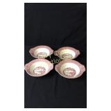 4 Pink Currier & Ives Cereal Bowls