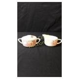 Pink Currier & Ives Creamer & lidded Sugar