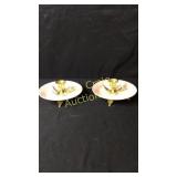 2 Pink Currier & Ives Candle Holders