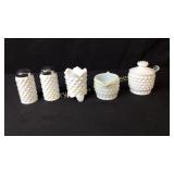 Fenton Milk glass Tooth Pick Holder, Salt &