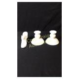 Fenton Milk Glass Cat In Slipper, 2 Candle Holders