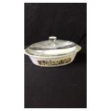 Brown Currier & Ives Glasbake Casserole Dish