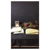 Place Mats, Candle Holders, Amber Yellow Glass