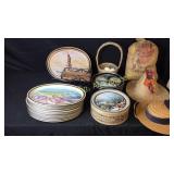 15 Metal Trays, Currier & Ives Metal Tin, Basket