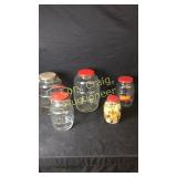 5 Glass Jars w Metal Lids