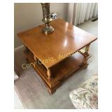 Matching pair of maple end tables, with drawer