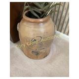 Old glaze stoneware crock with handles