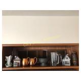 Glass and copper mugs and collectibles