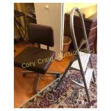 (2) office chairs on casters and aluminum utility
