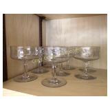 (8) smaller etched stem glasses