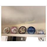 Hand painted collector plates, bowl and tea pot