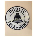 Bell System “Public Telephone” 7” metal sign