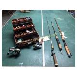 Tackle box with lures, rods and reels