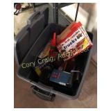 Plastic tote with toys, comes with lid